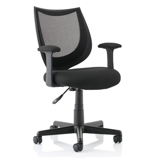 Camden Fabric Mesh Office Chair In Black With Fixed Arms_1