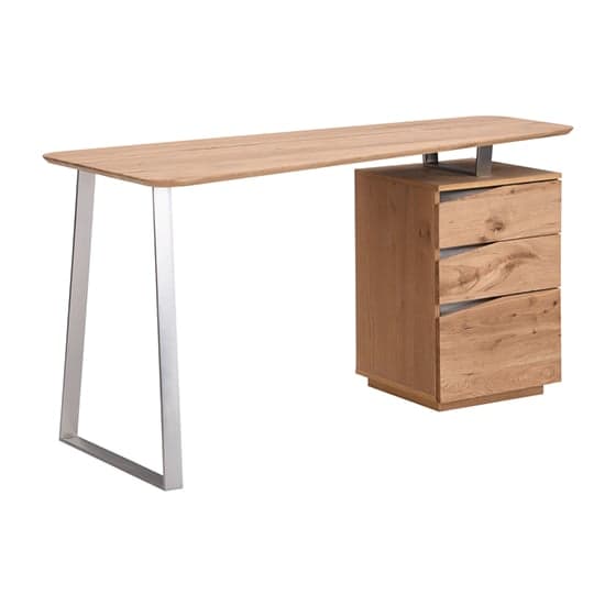 Camelia Wooden Computer Desk With 3 Drawers In Knotty Oak_3