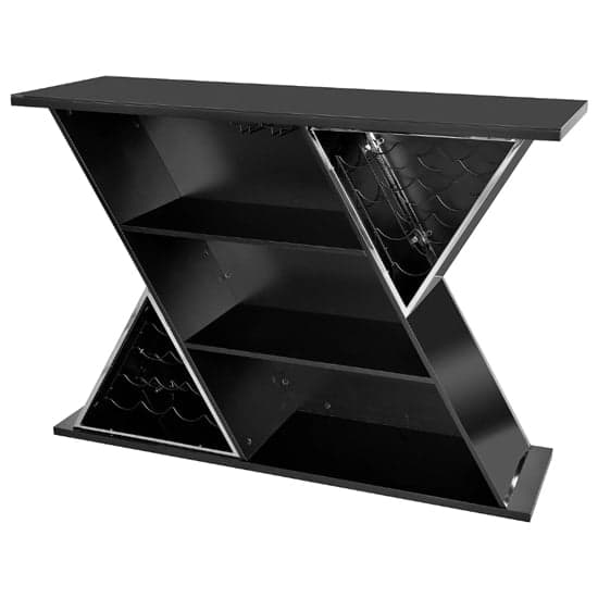 Camrose High Gloss Home Bar Unit With 3 Shelves In Black_3