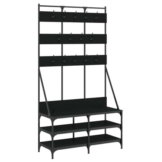 Camrose Wooden Clothes Rack With Shoe Storage In Black_2