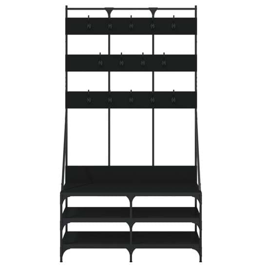 Camrose Wooden Clothes Rack With Shoe Storage In Black_4