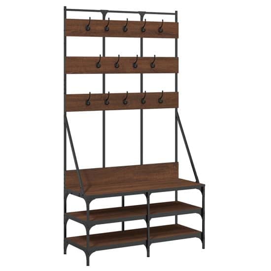 Camrose Wooden Clothes Rack With Shoe Storage In Brown Oak_2