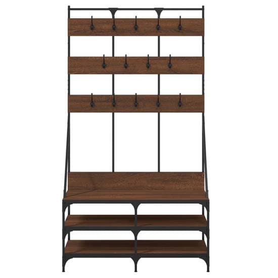 Camrose Wooden Clothes Rack With Shoe Storage In Brown Oak_4