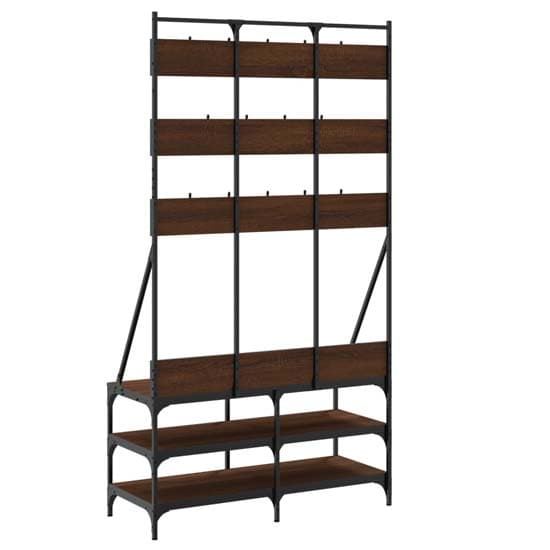 Camrose Wooden Clothes Rack With Shoe Storage In Brown Oak_6