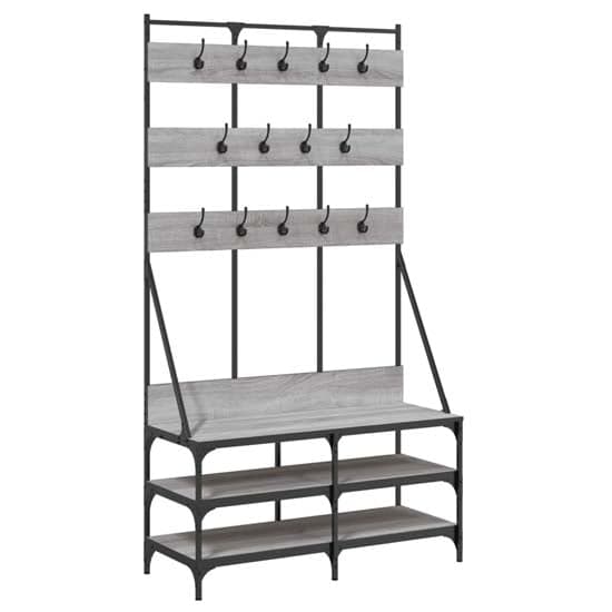 Camrose Wooden Clothes Rack With Shoe Storage In Grey Sonoma Oak_2