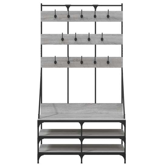 Camrose Wooden Clothes Rack With Shoe Storage In Grey Sonoma Oak_4