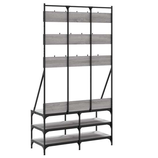 Camrose Wooden Clothes Rack With Shoe Storage In Grey Sonoma Oak_6