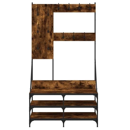 Camrose Wooden Clothes Rack With Shoe Storage In Smoked Oak_4