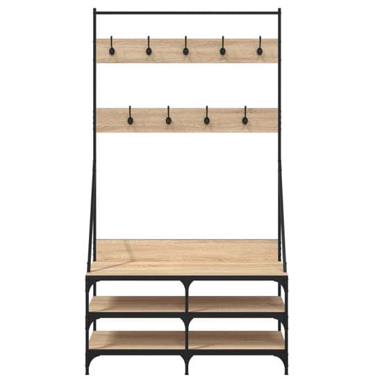 Camrose Wooden Clothes Rack With Shoe Storage In Sonoma Oak_4