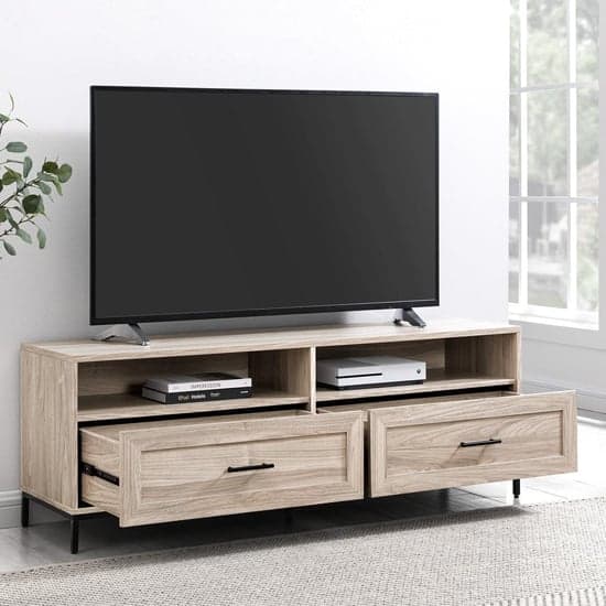 Camrose Wooden TV Stand With 2 Drawers In Birch_1