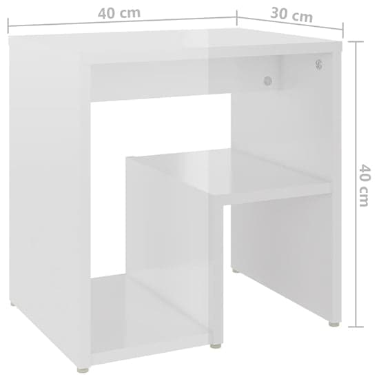 Canaan High Gloss Bedside Cabinet In White_4