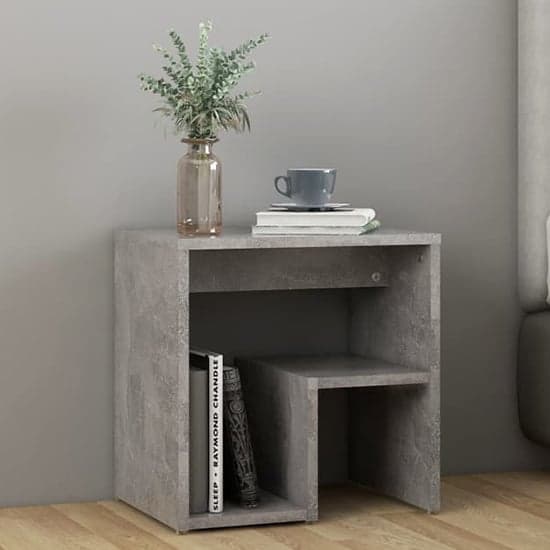 Canaan Wooden Bedside Cabinet In Concrete Effect_1
