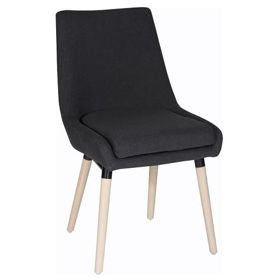 Canasta Fabric Reception Chair In Graphite With Wood Leg In Pair_2