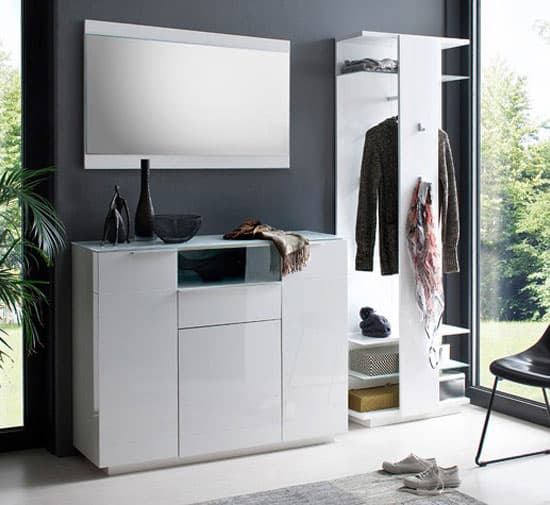 Canberra Rectangular Wall Mirror Large In White High Gloss_2