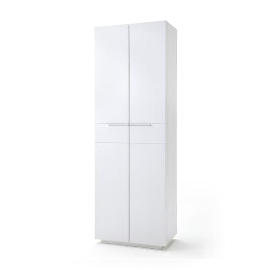 Canberra Hallway Wardrobe In White High Gloss And Glass Top Furniture in Fashion