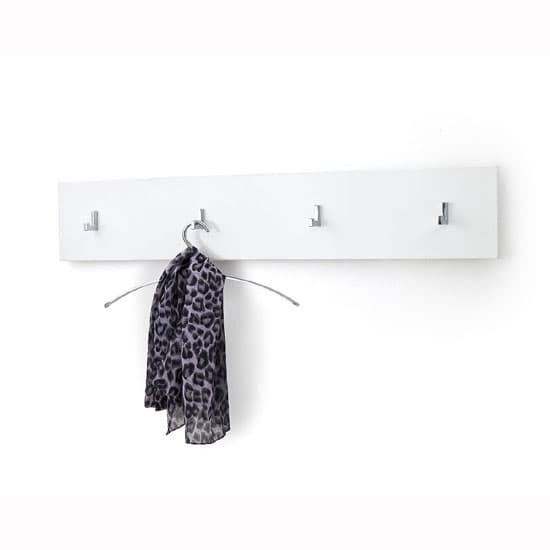 Canberra Wall Mounted Coat Rack In White Gloss With 4 Hooks Furniture