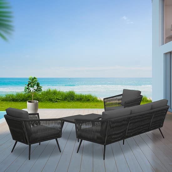 Canbira Outdoor Fabric Lounge Set In Relex Black_3