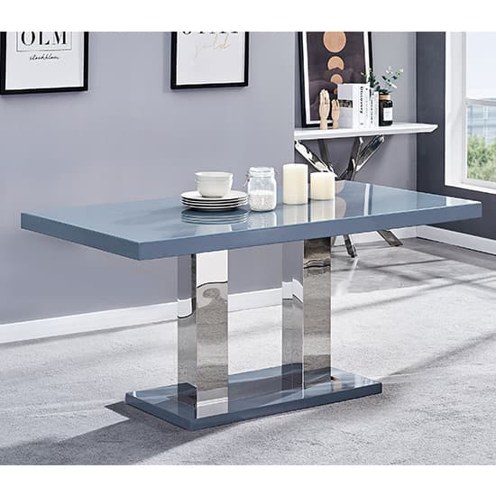 Candice Grey High Gloss Dining Table With 6 Opal Grey Chairs_2