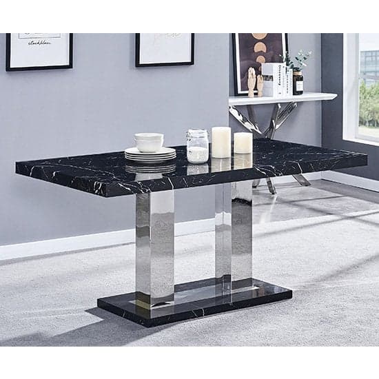 Candice High Gloss Dining Table In Milano Marble Effect