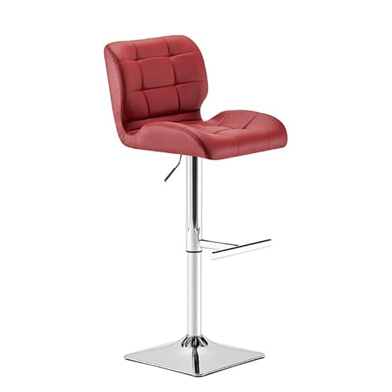 Candid Faux Leather Bar Stool In Bordeaux With Chrome Base_2