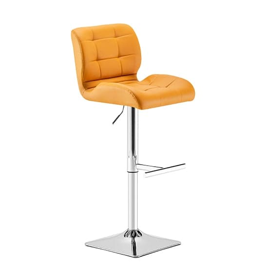 Candid Faux Leather Bar Stool In Curry With Chrome Base_2