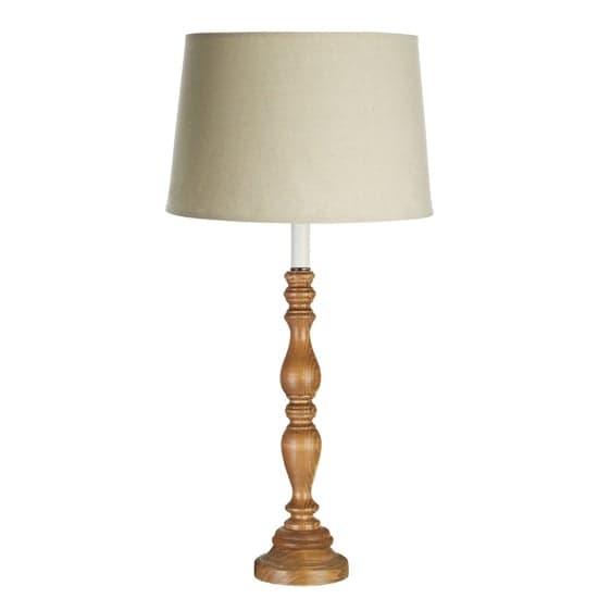 Candoca Natural Fabric Shade Table Lamp With Oak Base_1
