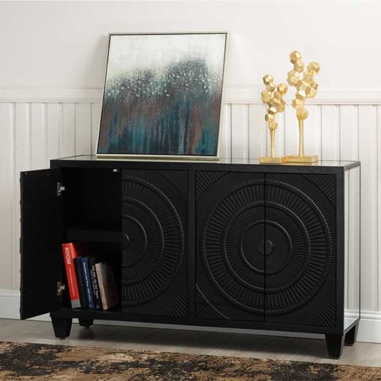 Canfield Mirrored Sideboard With 4 Doors In Black_2