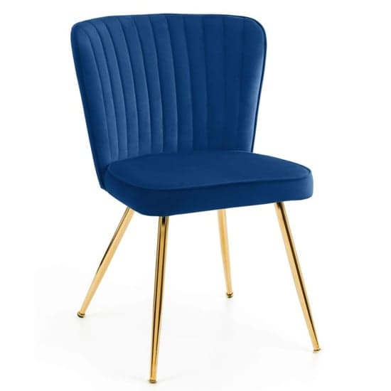 Caledon Blue Velvet Dining Chair With Gold Metal Legs In Pair_2