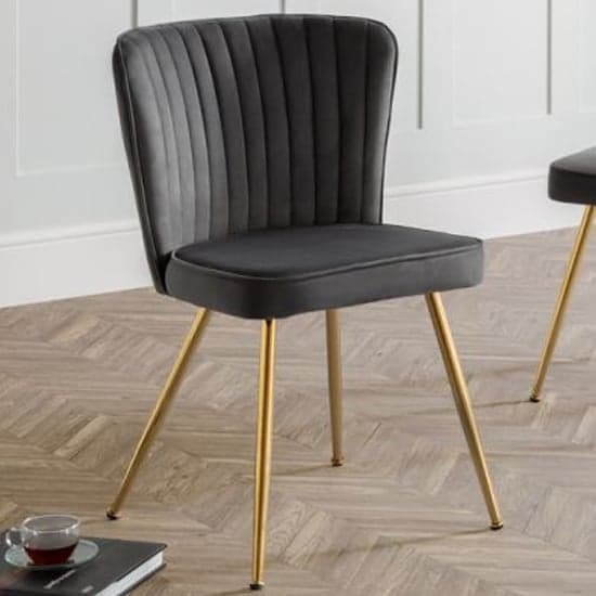 Caledon Velvet Dining Chair In Grey With Gold Metal Legs_1