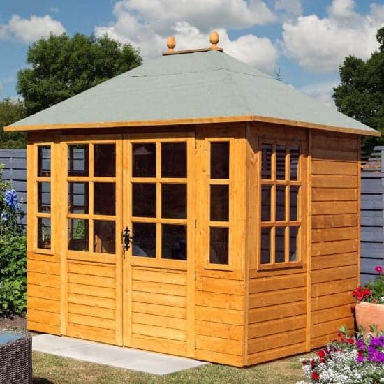 Cannonbury Wooden Summer House In Dipped Honey Brown_2