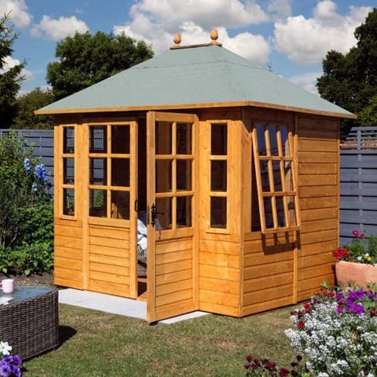 Cannonbury Wooden Summer House In Dipped Honey Brown_1