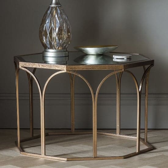 Canterbury Octagonal Clear Glass Coffee Table In Gold_1