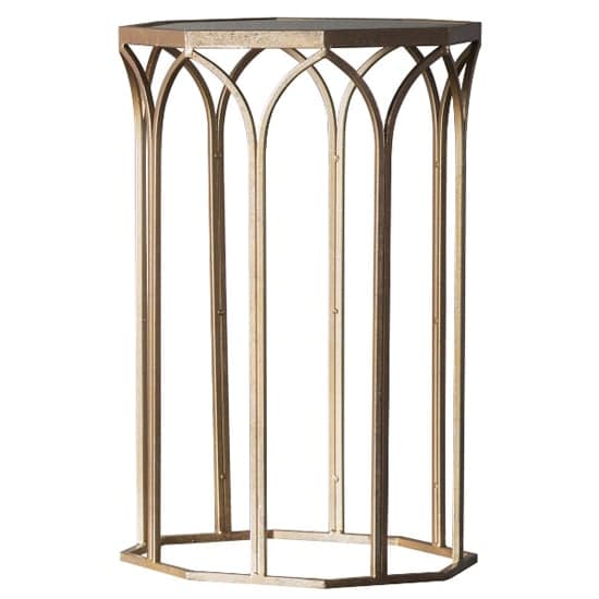 Canterbury Octagonal Clear Glass Side Table In Gold_2