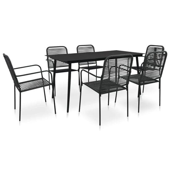 Canton Rope And Steel 7 Piece Outdoor Dining Set In Black_1