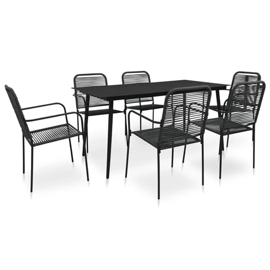 Canton Rope And Steel 7 Piece Outdoor Dining Set In Black Furniture