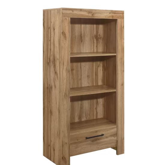 Canton Wooden Bookcase With 3 Shelves And 1 Drawer In Oak_2