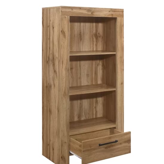 Canton Wooden Bookcase With 3 Shelves And 1 Drawer In Oak_3