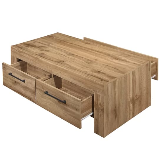 Canton Wooden Coffee Table With 4 Drawers In Oak Furniture in Fashion
