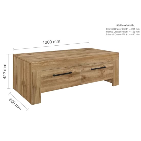 Canton Wooden Coffee Table With 4 Drawers In Oak_6