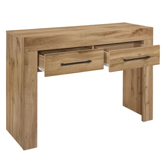 Canton Wooden Console Table With 2 Drawers In Oak_3