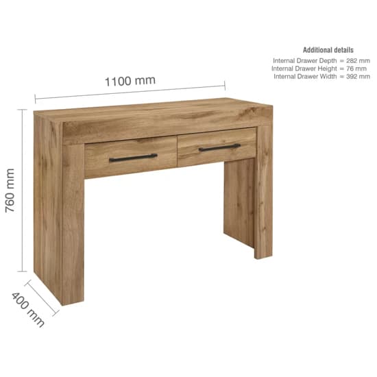 Canton Wooden Console Table With 2 Drawers In Oak_7