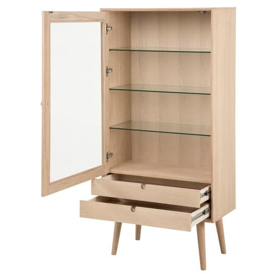 Canton Wooden Display Cabinet 1 Door 2 Drawers In Oak White_2