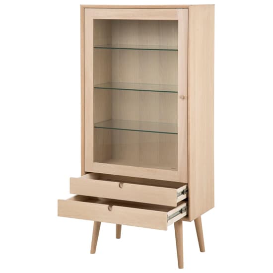 Canton Wooden Display Cabinet 1 Door 2 Drawers In Oak White_3