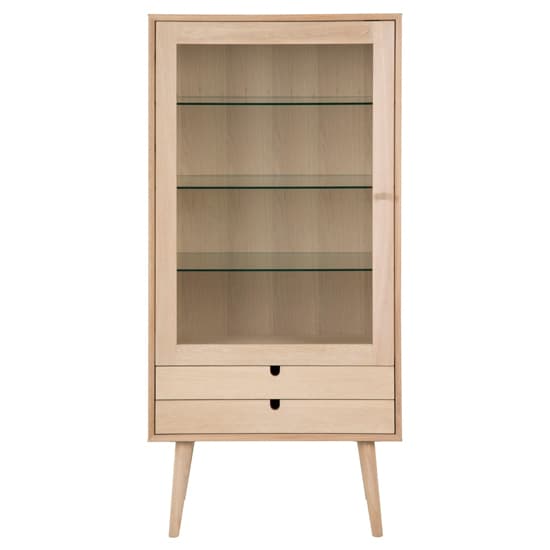Canton Wooden Display Cabinet 1 Door 2 Drawers In Oak White_4