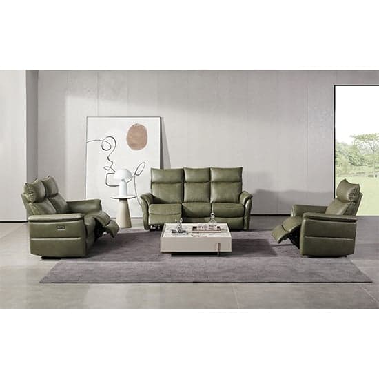 Canyon Faux Leather Electric Recliner 2 Seater Sofa In Green_2