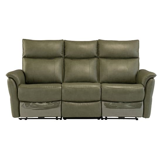 Canyon Faux Leather Electric Recliner 3 Seater Sofa In Green_1