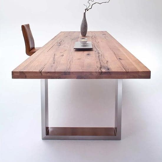 Capello 220cm Bassano Oak Dining Table Stainless Steel Legs_2