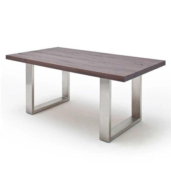 Capello 220cm Weathered Oak Dining Table Stainless Steel Legs_2