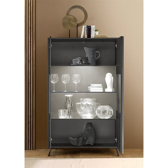 Cappy Wooden Display Cabinet With 2 Doors In Black And LED_2