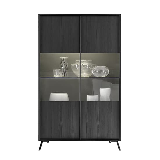 Cappy Wooden Display Cabinet With 2 Doors In Black And LED_3